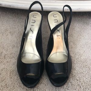 Black patent leather heels